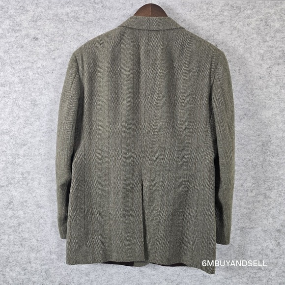 Haggar Herringbone Wool Sport Coat Blazer Made USA Men's 42R Y2K - Picture 3 of 9